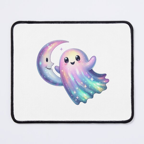 Item preview, Cute funny neon colorful glitter ghost with moon- cute spooky aesthetic  designed and sold by cocomelon168.