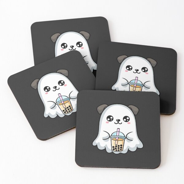 Item preview, Chibi Ghost Puppy with Boba Tea | Cute Kawaii Halloween Design designed and sold by ColorSplash123.