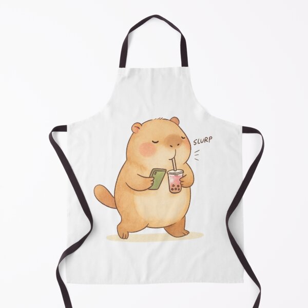 Item preview, Cute Chubby Capybara Enjoying Boba Bubble Tea While Using Smartphone designed and sold by AFRUKSOODJAI.