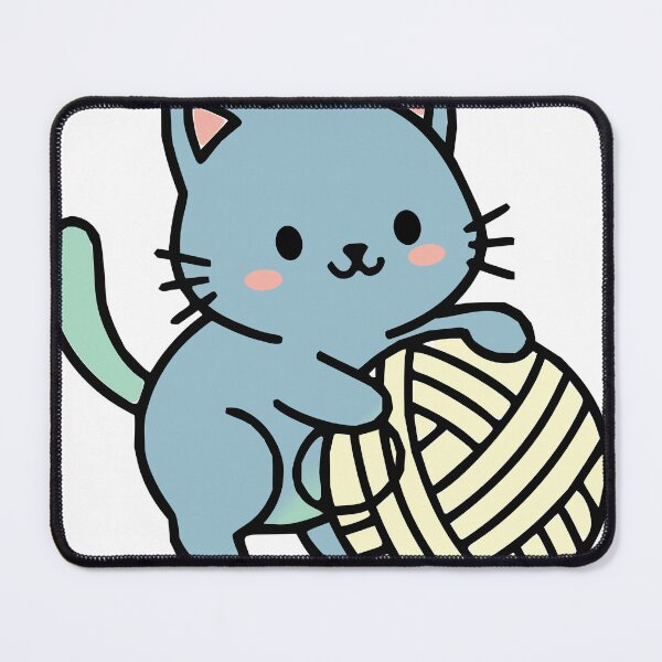 Item preview, Kawaii cat playing with a ball of yarn designed and sold by CalicoMedia.