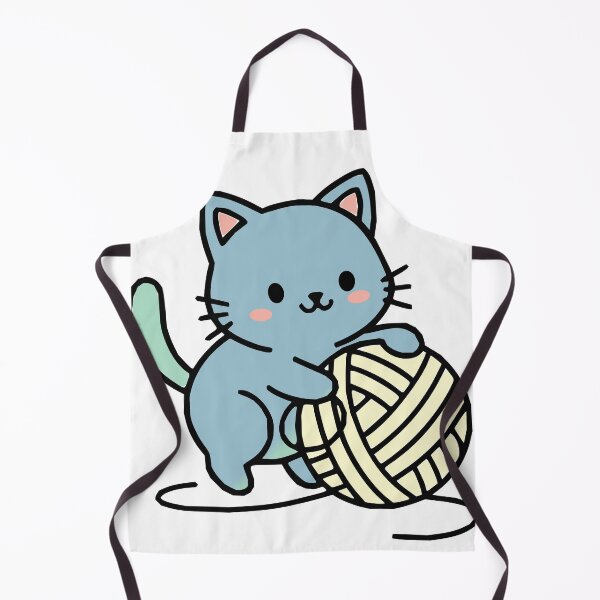 Item preview, Kawaii cat playing with a ball of yarn designed and sold by CalicoMedia.