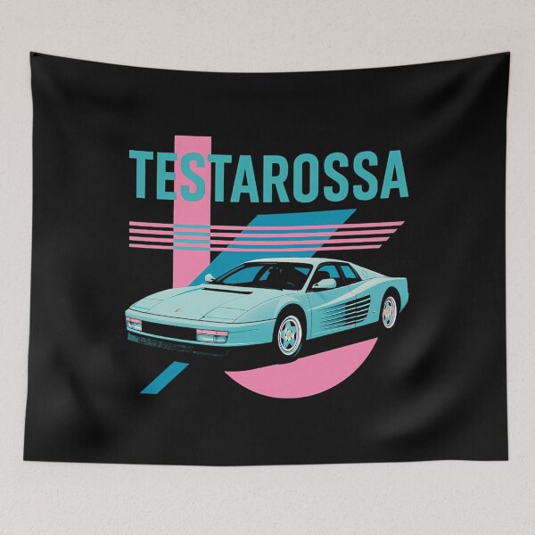 Artikelvorschau, Ferrari Testarossa Retro Art 80er Vaporwave Miami Ästhetisches Sportwagendesign entworfen und verkauft von SHAYLINNKELLI.