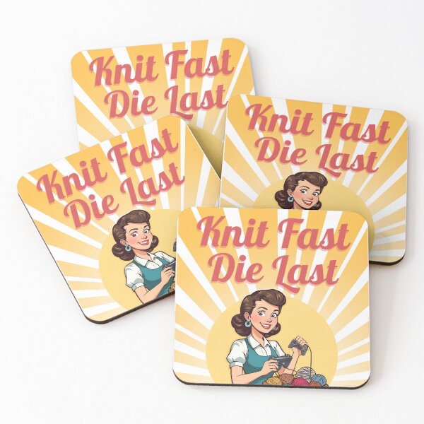 Item preview, Knit Fast Die Last – Retro Gamer Knitting Queen designed and sold by Grind-Stitch.