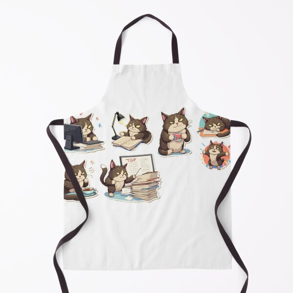 Item preview, Funny Office Cat Stickers – Overworked Kawaii Work From Home Pack designed and sold by KantaponEarth.