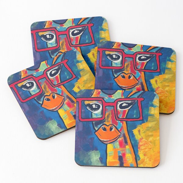 Item preview, Four Eyes, Six Feet Taller – Nerdy Giraffe Abstract Painting designed and sold by TwinBrush27.