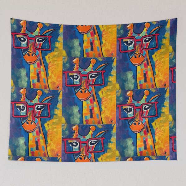 Item preview, Four Eyes, Six Feet Taller – Nerdy Giraffe Abstract Painting designed and sold by TwinBrush27.