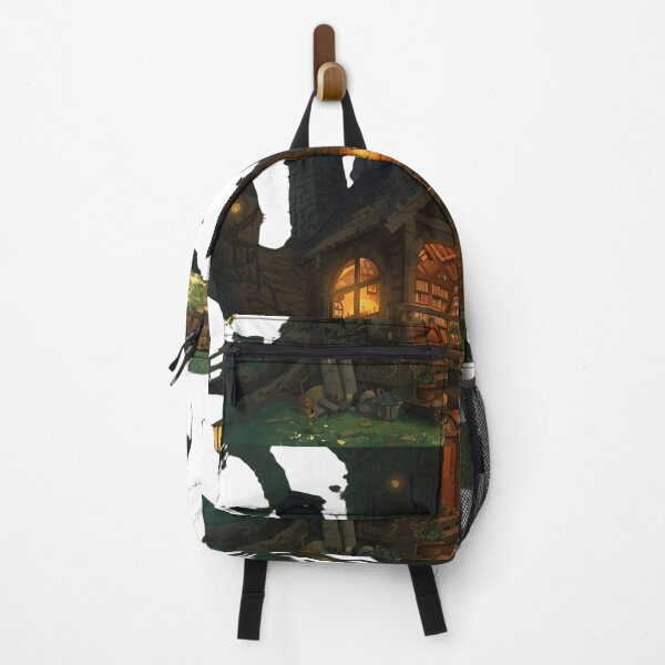 Item preview, Spooky Haunted Treehouse with Glowing Purple Lanterns and Cauldron haunted house halloween designed and sold by PWDigitalArt.