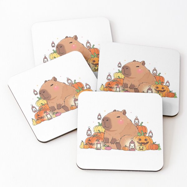 Item preview, Capybara Halloween - Cute Fall Pastel Kawaii With Lanterns & Smiling Pumpkin designed and sold by Tiny Zoom.