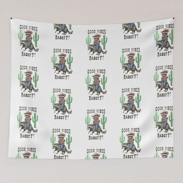 Item preview, Good Vibes Rabety - Vintage Raccoon and Cactus Art designed and sold by Colorful-Garden.