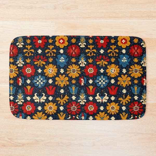 Item preview, Whimsical Folk Art Flowers on Dark Background. designed and sold by Piotrek0001.