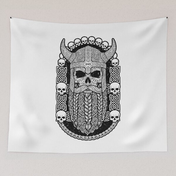 Item preview, Odin Viking Skull Beard Runes Norse Symbols Valhalla designed and sold by GrandeDuc.