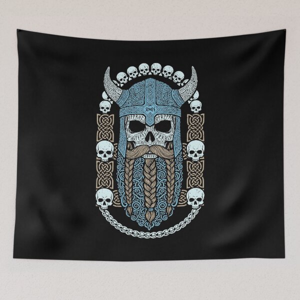 Item preview, Odin Viking Skull Beard Runes Norse Symbols Valhalla designed and sold by GrandeDuc.