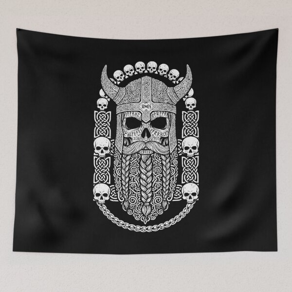 Item preview, Odin Viking Skull Beard Runes Norse Symbols Valhalla designed and sold by GrandeDuc.