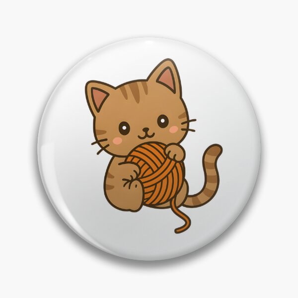 Item preview, Kawaii Brown Cat With Orange Ball of Yarn designed and sold by MS Prints.