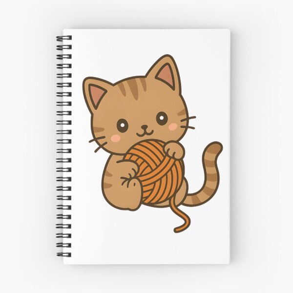 Item preview, Kawaii Brown Cat With Orange Ball of Yarn designed and sold by MS Prints.