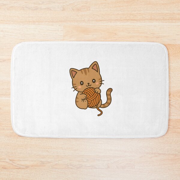 Item preview, Kawaii Brown Cat With Orange Ball of Yarn designed and sold by MS Prints.