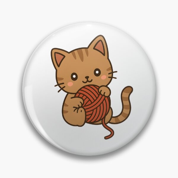 Item preview, Kawaii Brown Cat With Red Ball of Yarn designed and sold by MS Prints.