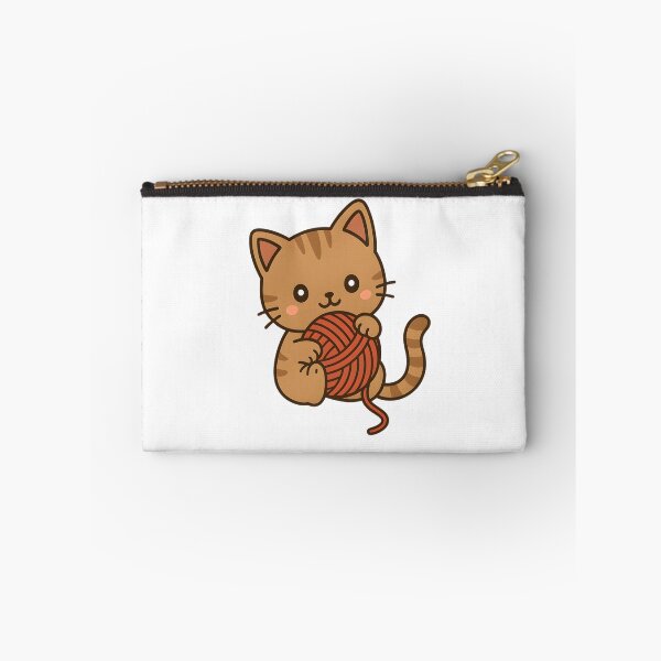 Item preview, Kawaii Brown Cat With Red Ball of Yarn designed and sold by MS Prints.
