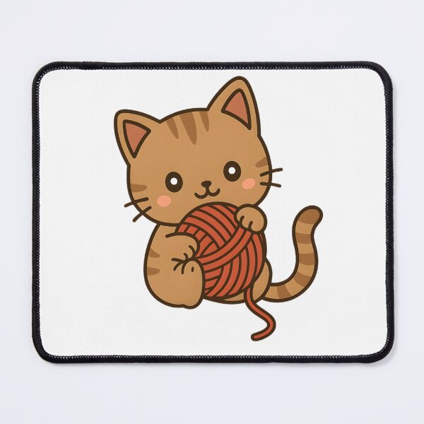 Item preview, Kawaii Brown Cat With Red Ball of Yarn designed and sold by MS Prints.