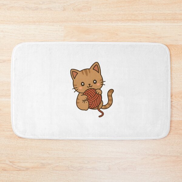 Item preview, Kawaii Brown Cat With Red Ball of Yarn designed and sold by MS Prints.