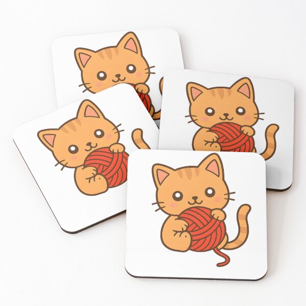 Item preview, Kawaii Orange Cat With Red Ball of Yarn designed and sold by MS Prints.