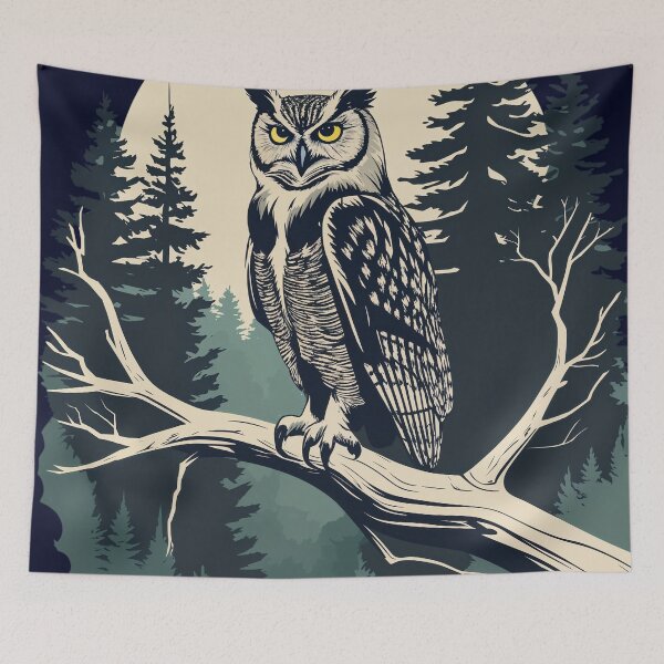 Item preview, Great Horned Owl Under Forest Moon designed and sold by Prachodayat Artworks.