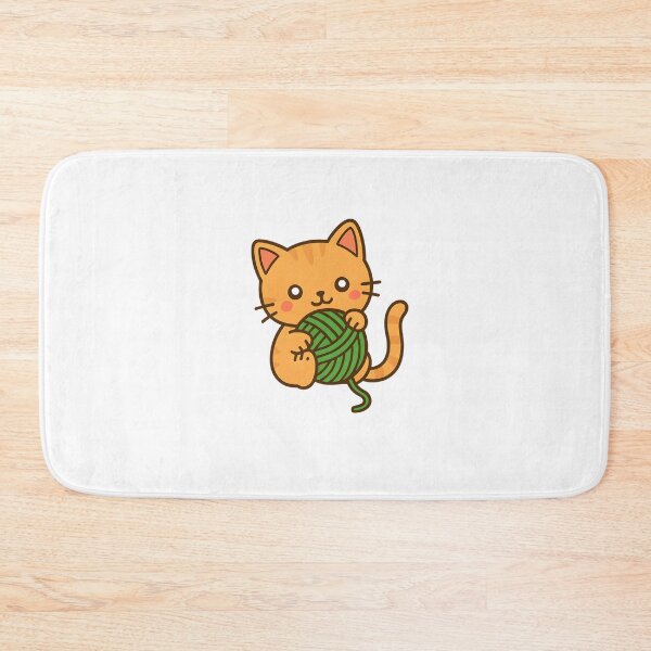 Item preview, Kawaii Orange Cat With Green Ball of Yarn designed and sold by MS Prints.