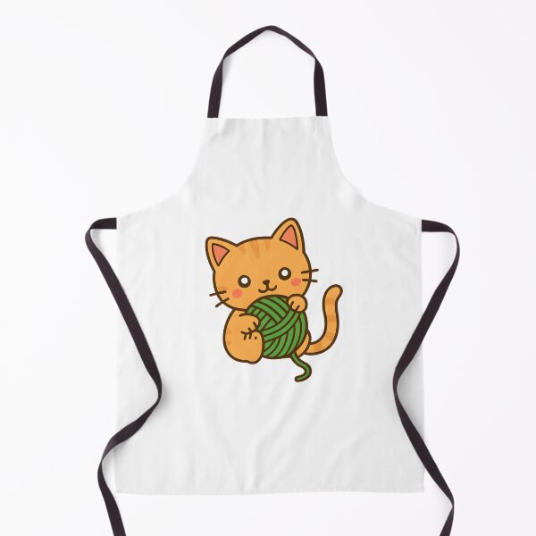Item preview, Kawaii Orange Cat With Green Ball of Yarn designed and sold by MS Prints.