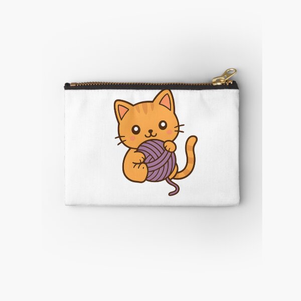 Item preview, Kawaii Orange Cat With Purple Ball of Yarn designed and sold by MS Prints.