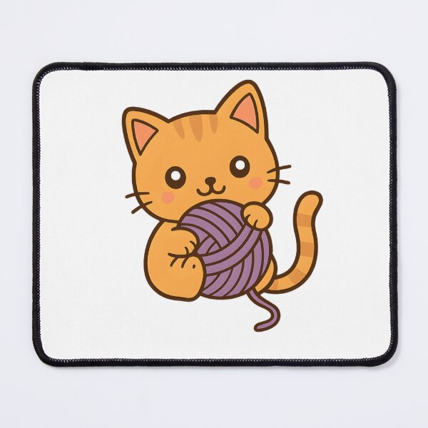 Item preview, Kawaii Orange Cat With Purple Ball of Yarn designed and sold by MS Prints.