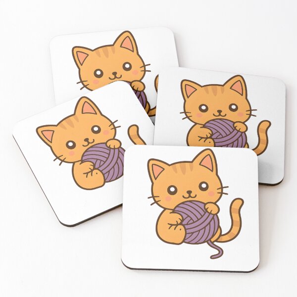 Item preview, Kawaii Orange Cat With Purple Ball of Yarn designed and sold by MS Prints.
