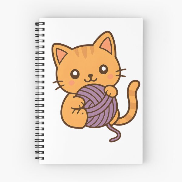 Item preview, Kawaii Orange Cat With Purple Ball of Yarn designed and sold by MS Prints.