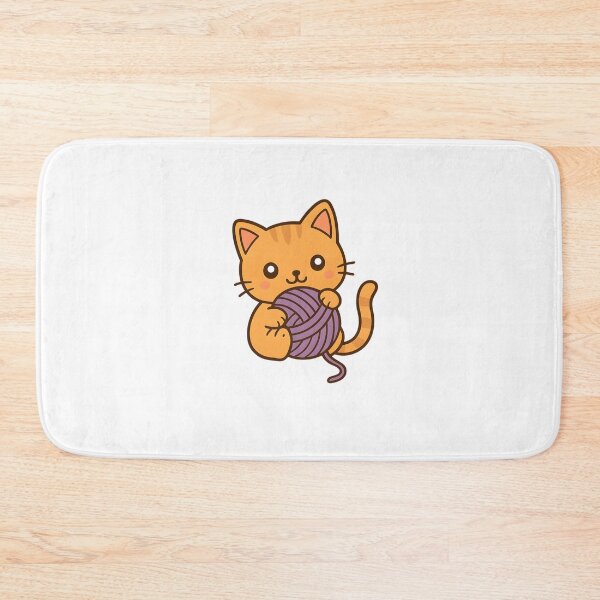 Item preview, Kawaii Orange Cat With Purple Ball of Yarn designed and sold by MS Prints.