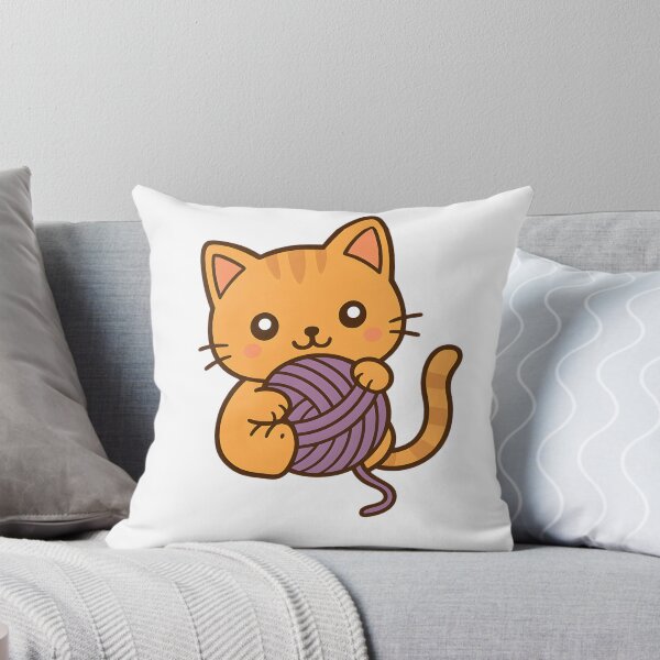 Item preview, Kawaii Orange Cat With Purple Ball of Yarn designed and sold by MS Prints.