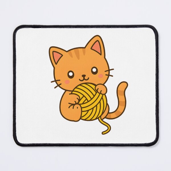 Item preview, Kawaii Orange Cat With Yellow Ball of Yarn designed and sold by MS Prints.