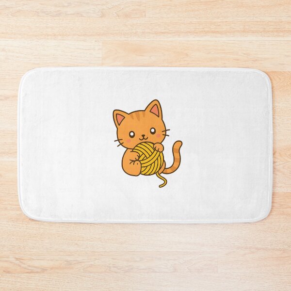 Item preview, Kawaii Orange Cat With Yellow Ball of Yarn designed and sold by MS Prints.