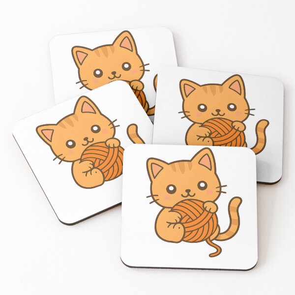 Item preview, Kawaii Orange Cat With Orange Ball of Yarn designed and sold by MS Prints.