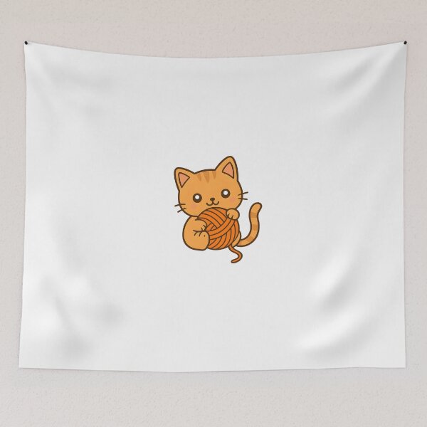 Item preview, Kawaii Orange Cat With Orange Ball of Yarn designed and sold by MS Prints.