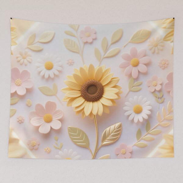 Item preview, Beautiful digital artwork of sunflowers and daisies in pastel floral style with elegant soft aesthetic design designed and sold by Mimoshi ⭐⭐⭐⭐⭐.