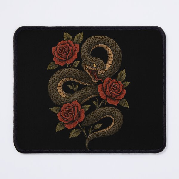 Item preview, “Venom & Bloom – Snake with Roses Gothic Art” designed and sold by DailyVibesCo.
