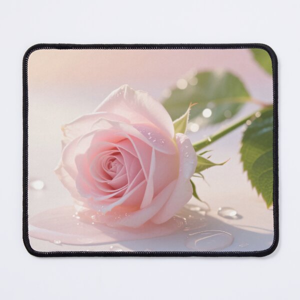 Item preview, Delicate pink rose digital artwork with soft petals and water drops in elegant romantic floral illustration style designed and sold by Mimoshi ⭐⭐⭐⭐⭐.