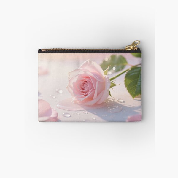 Item preview, Delicate pink rose digital artwork with soft petals and water drops in elegant romantic floral illustration style designed and sold by Mimoshi ⭐⭐⭐⭐⭐.