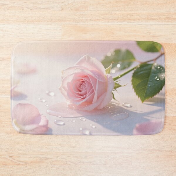 Item preview, Delicate pink rose digital artwork with soft petals and water drops in elegant romantic floral illustration style designed and sold by Mimoshi ⭐⭐⭐⭐⭐.