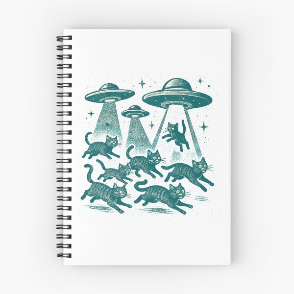 Item preview, Alien UFOs UFO Cat Cats Beaming Flying Saucers Retro Gift designed and sold by Pineapple-Tree.