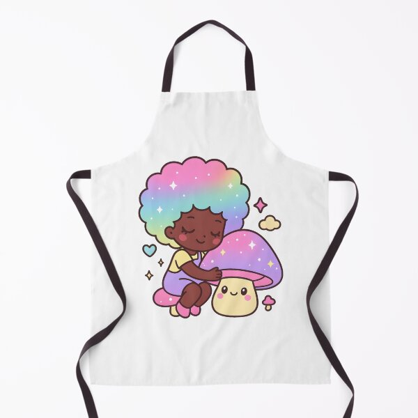 Item preview, Kawaii Chibi Girl Hugging Magical Mushroom - Pastel Afro Cute Whimsical Fantasy Art designed and sold by OsasChild.