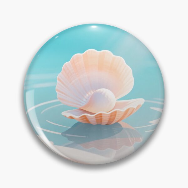Item preview, Beautiful seashell and pearl digital artwork with ocean waves and beach pastel tones in elegant summer illustration designed and sold by Mimoshi ⭐⭐⭐⭐⭐.