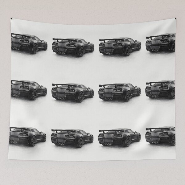 Item preview, Monochrome Illustration Captures Wide Stance Sports Car designed and sold by RevUpDesign.