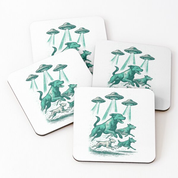 Item preview, Alien UFOs UFO Galactic Dogs Beam Retro Green Gift designed and sold by Pineapple-Tree.