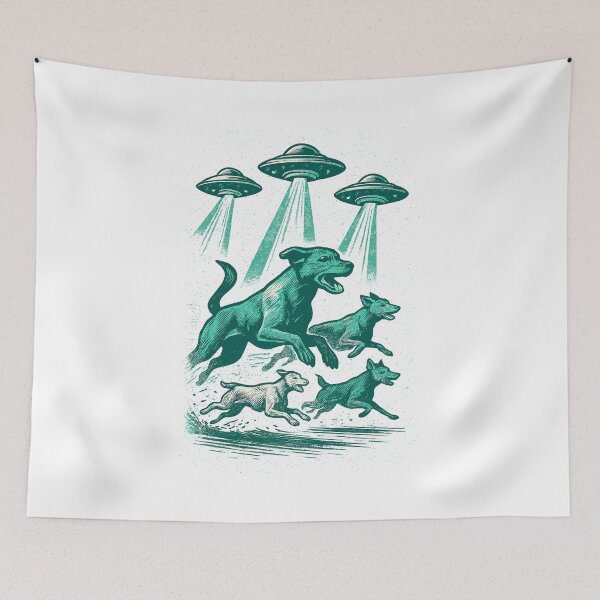 Item preview, Alien UFOs UFO Galactic Dogs Beam Retro Green Gift designed and sold by Pineapple-Tree.