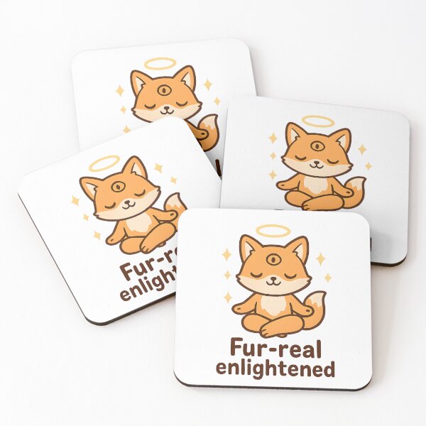 Item preview, Kawaii Fox with Halo and Sparkles – Meditating Cute Fox “Fur-real Enlightened” designed and sold by OsasChild.